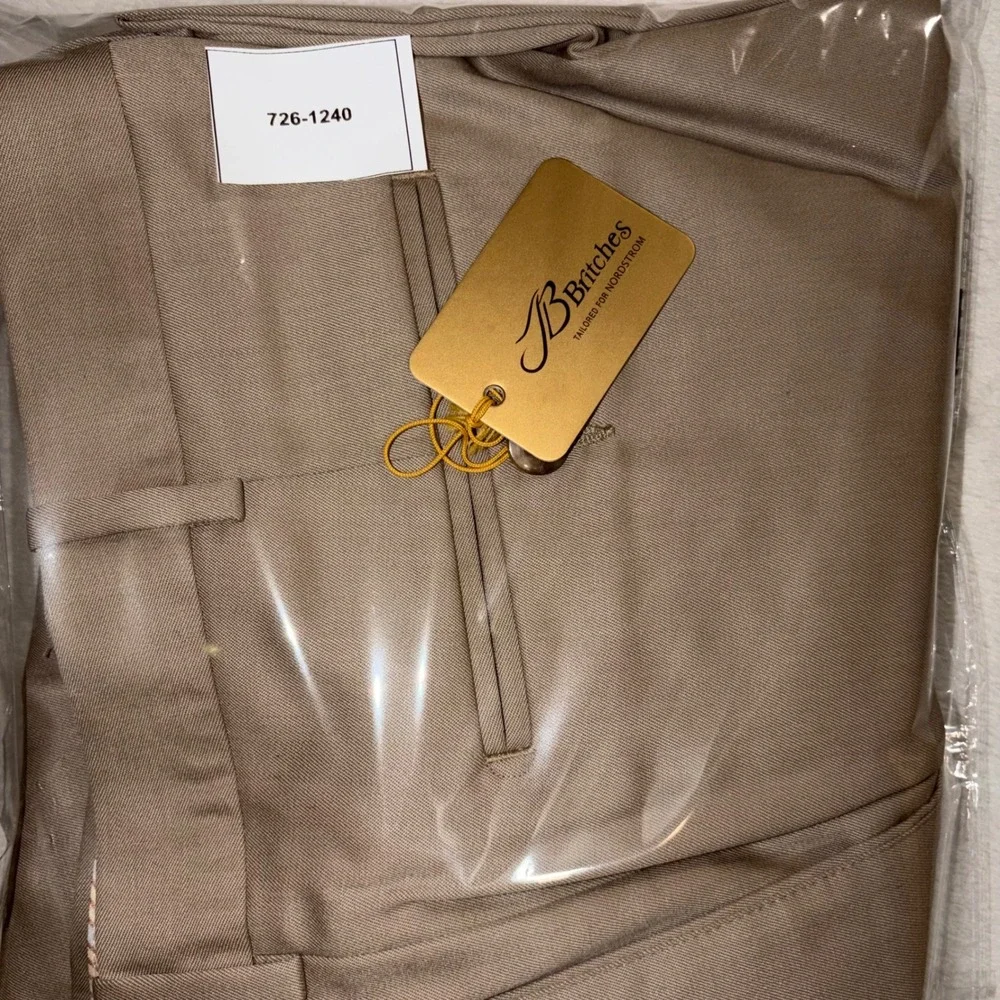 JB Britches Winston Khaki Pleated Dress Pants 100% Worsted Wool Italy 40R NWT